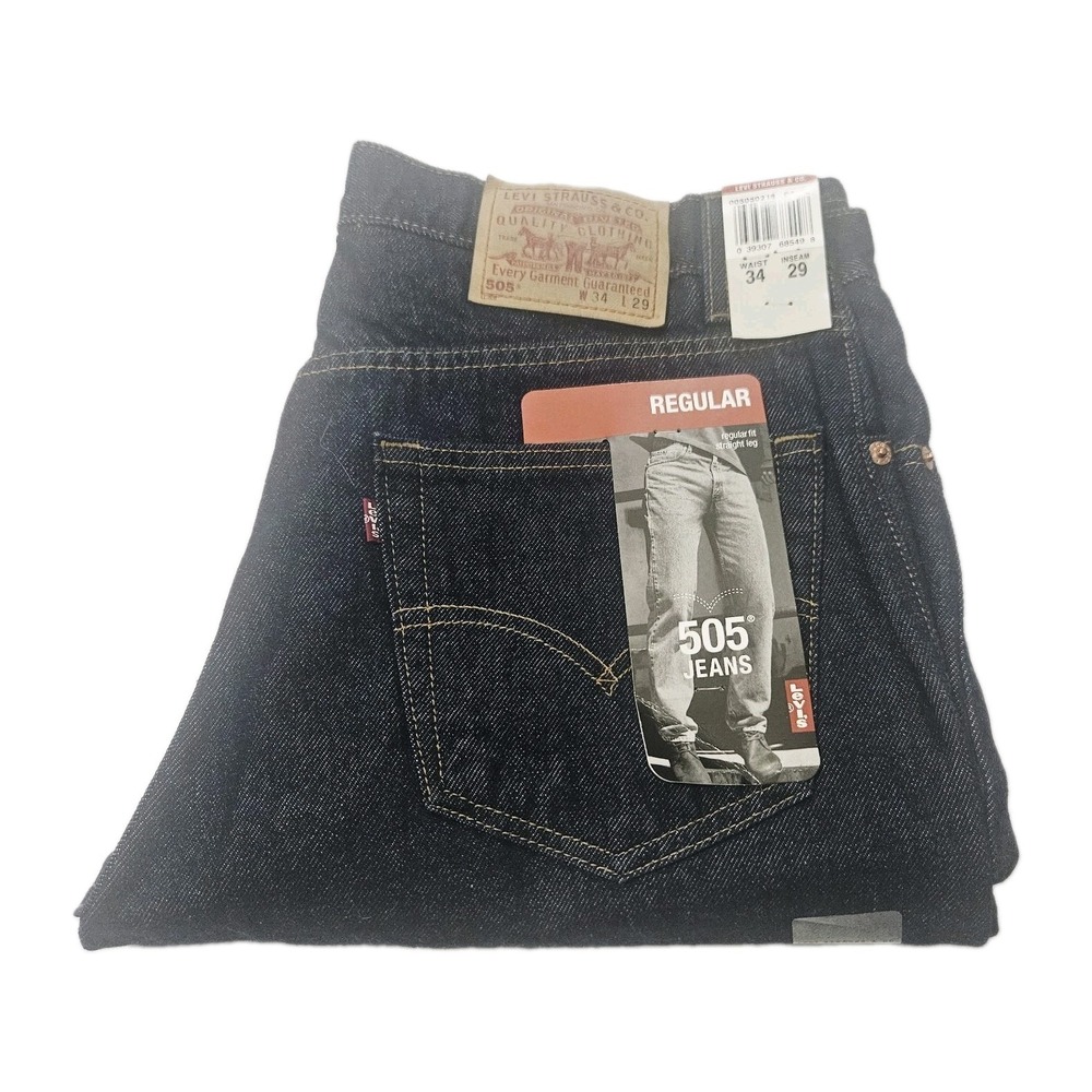 Vintage Levis 505 Jeans Straight Leg 35x29 Blue Denim Made USA 80s Deadstock NWT